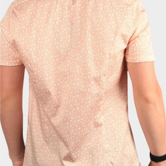 Ted Baker London Mens Orange Mybow Mini Leaf Print SS Shirt - Size 7 (Large) - Picture 12 of 12